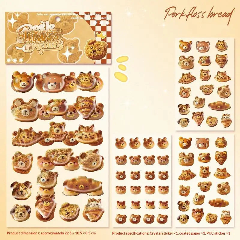 Cute Cartoon Bear 3D Embossed Stickers for DIY & Scrapbooking Decorative Craft Stickers Babs A1