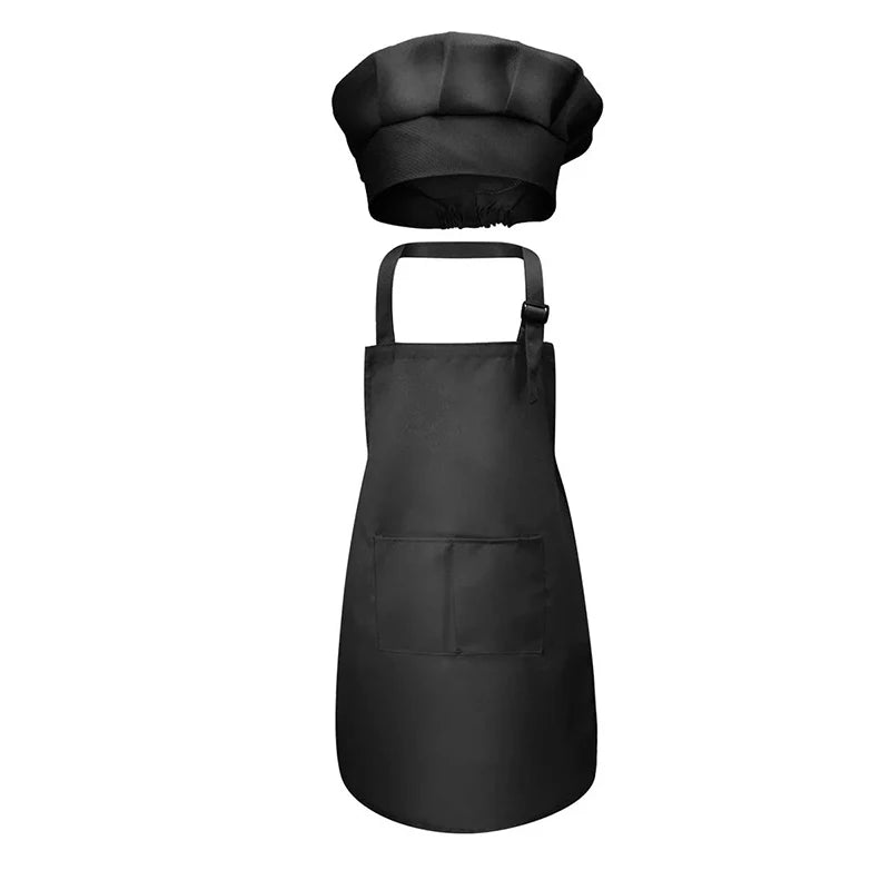 Kids Chef Apron & Hat Set – Kitchen Craft Painting PVC Apron Kids Chef Apron Set Babs Black L
