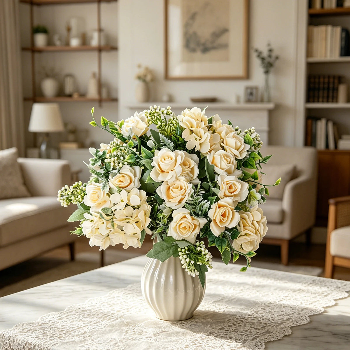 Silk Gardenia Hydrangea Artificial Flower Bouquet | Home & Wedding Artificial Flower Bouquet Babs