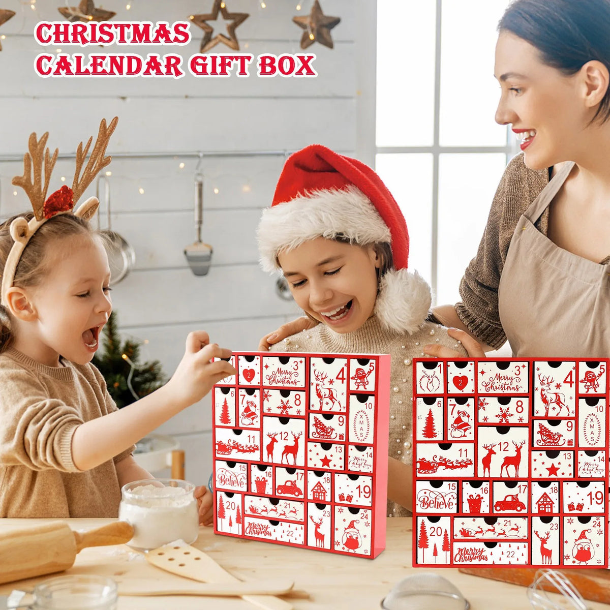 Christmas Advent Calendar 24-Drawer Countdown Gift Box Advent Calendar Box Babs