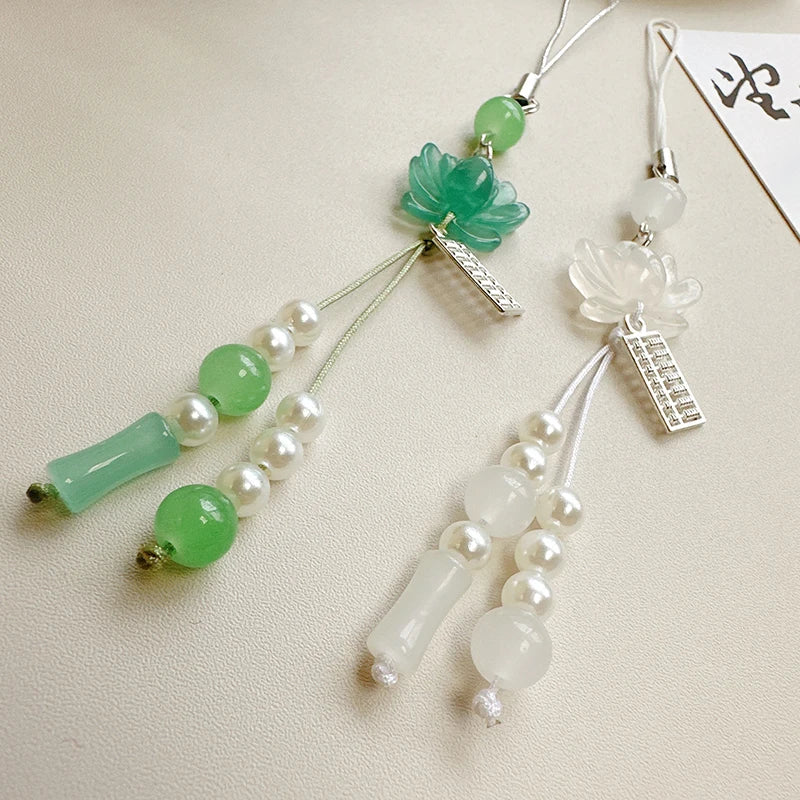 Lotus Flower Pendant Keychain & Phone Chain – Chinese Style Phone Chain Pendant Babs