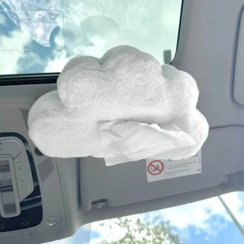 Cloud Plush Tissue Box Cover – Car Hanging Tissue Organizer Car Tissue Holder Babs