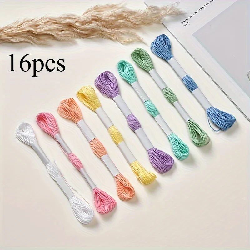 16pcs Macaron Pastel Cross Stitch Threads | DIY Craft Set Embroidery Thread Set Babs 16pcs