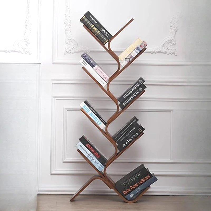 Nordic 8-Tier Birch Wood Corner Bookshelf | Minimalist Wooden Bookcase Babs
