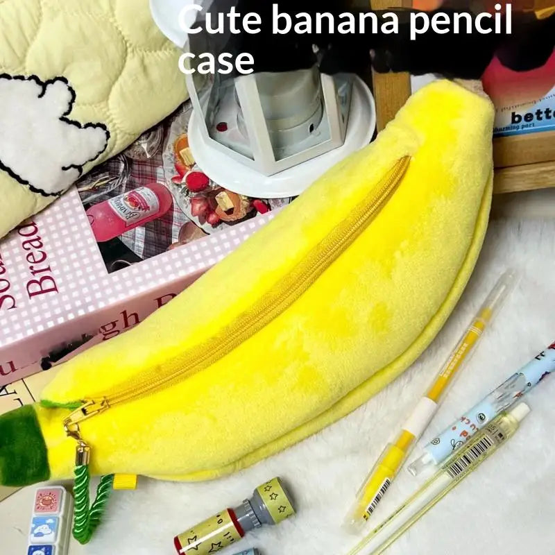 Kawaii Banana Plush Pencil Case – Cute Fruit Stationery Bag Plush Pencil Case Babs