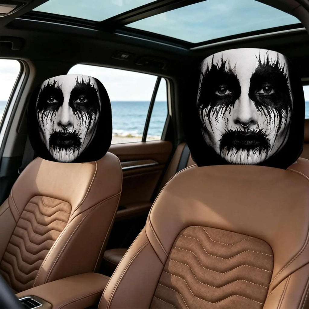 2Pcs Halloween Scary Face Car Headrest Covers – Universal Fit Car Headrest Cover Babs