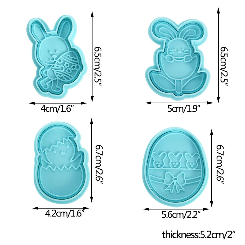 Easter Cookie Cutter Set – Egg, Rabbit & Chick Molds (4/8pcs) Cookie Cutter Set Babs 4pcs bag-b