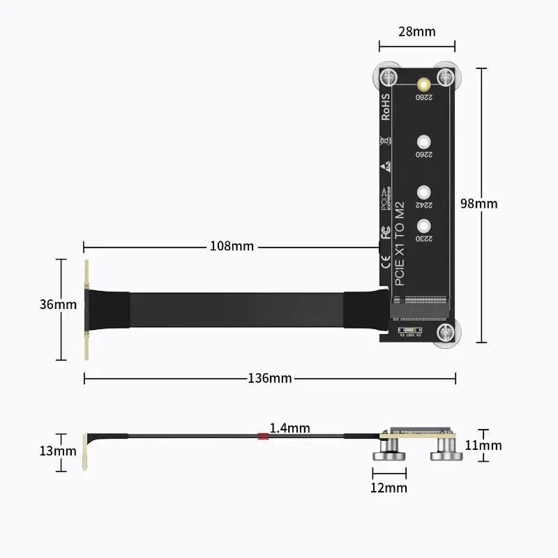 M.2 NVMe to PCIe X1 X4 X8 X16 Riser Card Extension Cable PCIe Riser Adapter Babs