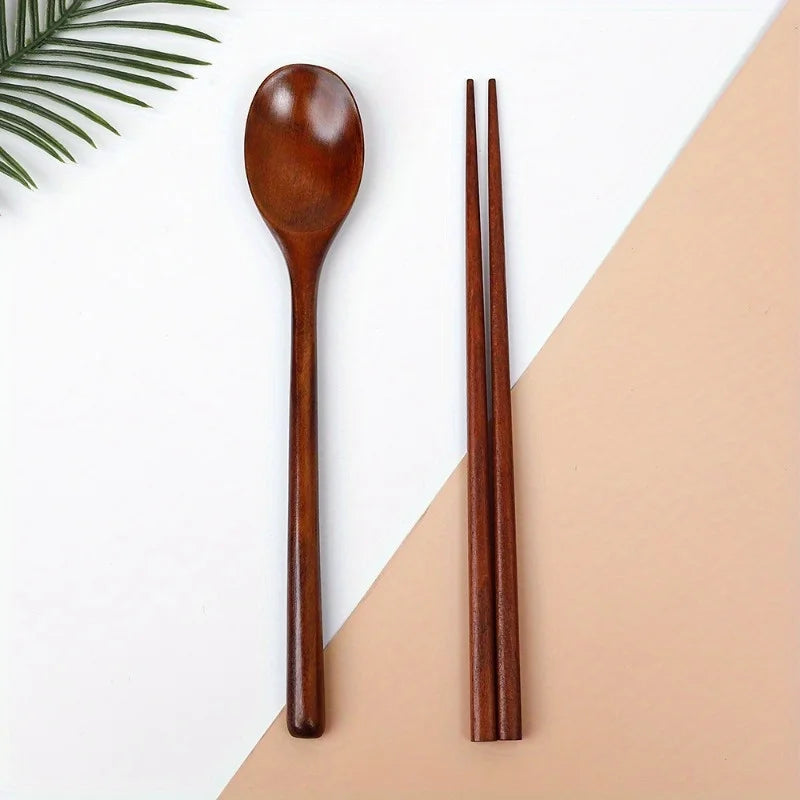 Wooden Spoon & Chopstick Set – 2pc Eco Wood Cutlery Wooden Cutlery Set Babs
