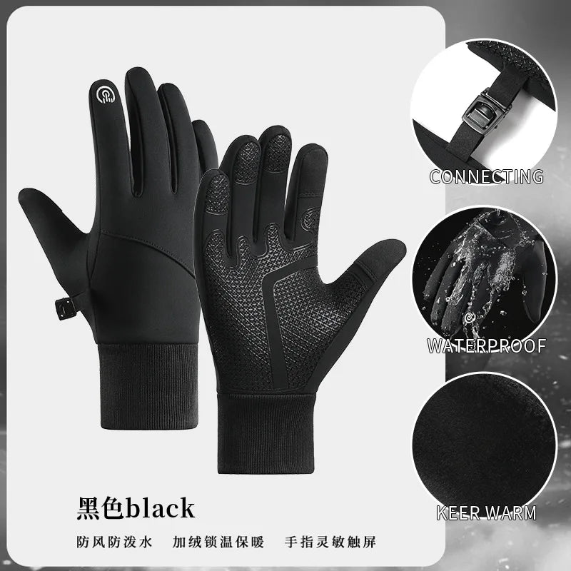 Men's Winter Cycling Gloves – Waterproof Thermal Touchscreen Cycling Gloves Babs black S