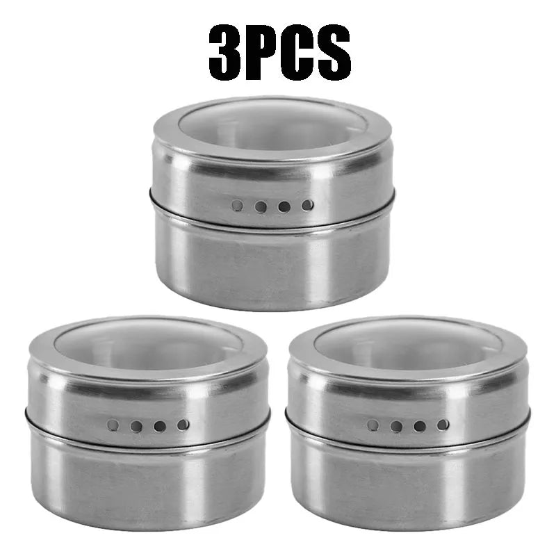 Magnetic Spice Jar Set – Stainless Steel Spice Tins Magnetic Spice Jar Set Babs 3PCS