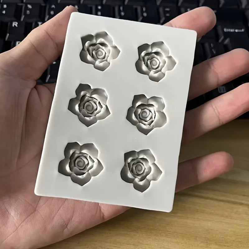 6-Cavity Rose Flower Silicone Mold – Candles & Soap Making Silicone Craft Mold Babs 1pc