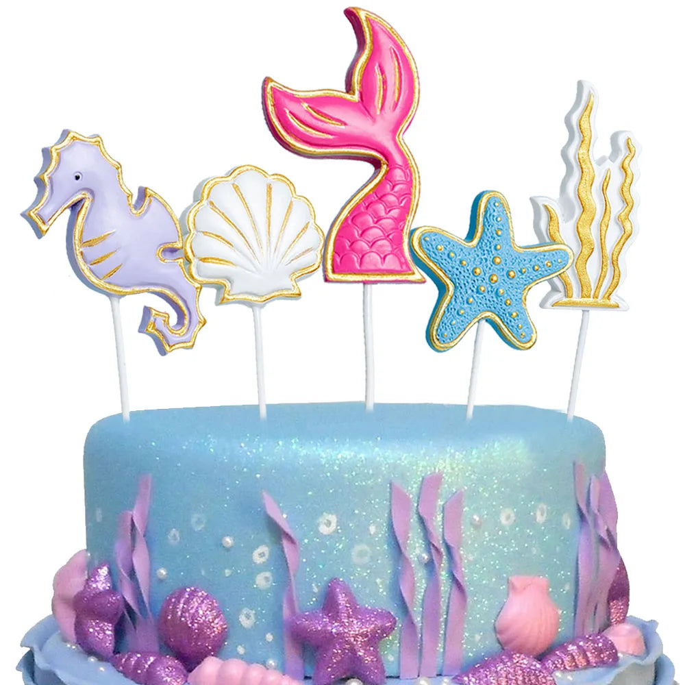 Mermaid Cake Toppers Set – Tails, Shells & Birthday Decor Cake Topper Set Babs
