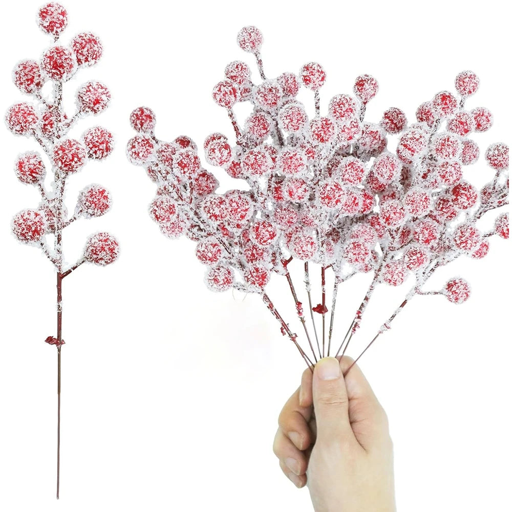Artificial Holly Berry Branch Stems – Festive Home & Wedding Decor Artificial Plant Stems Babs Red 5 pcs