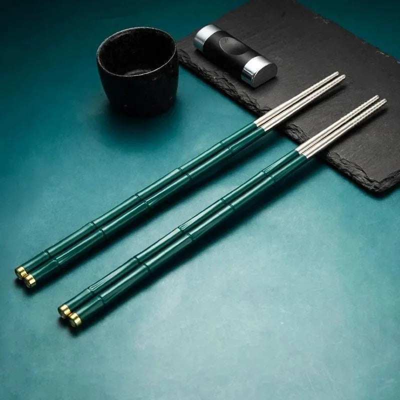 Reusable Non-Slip Stainless Steel Chopsticks for Sushi & Asian Food Reusable Chopsticks Babs green