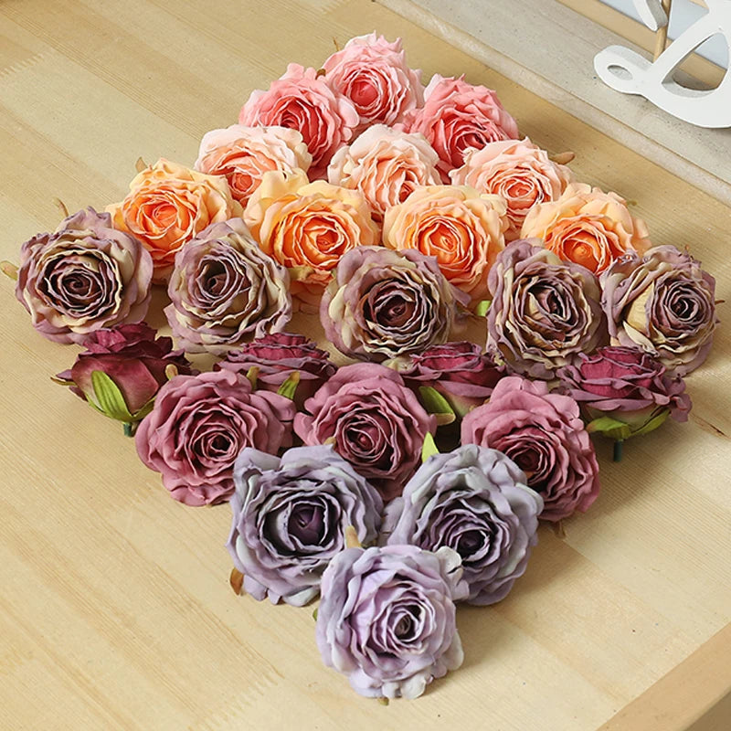 5pcs Artificial Silk Rose Heads – Wedding & Home Décor Artificial Flower Heads Babs