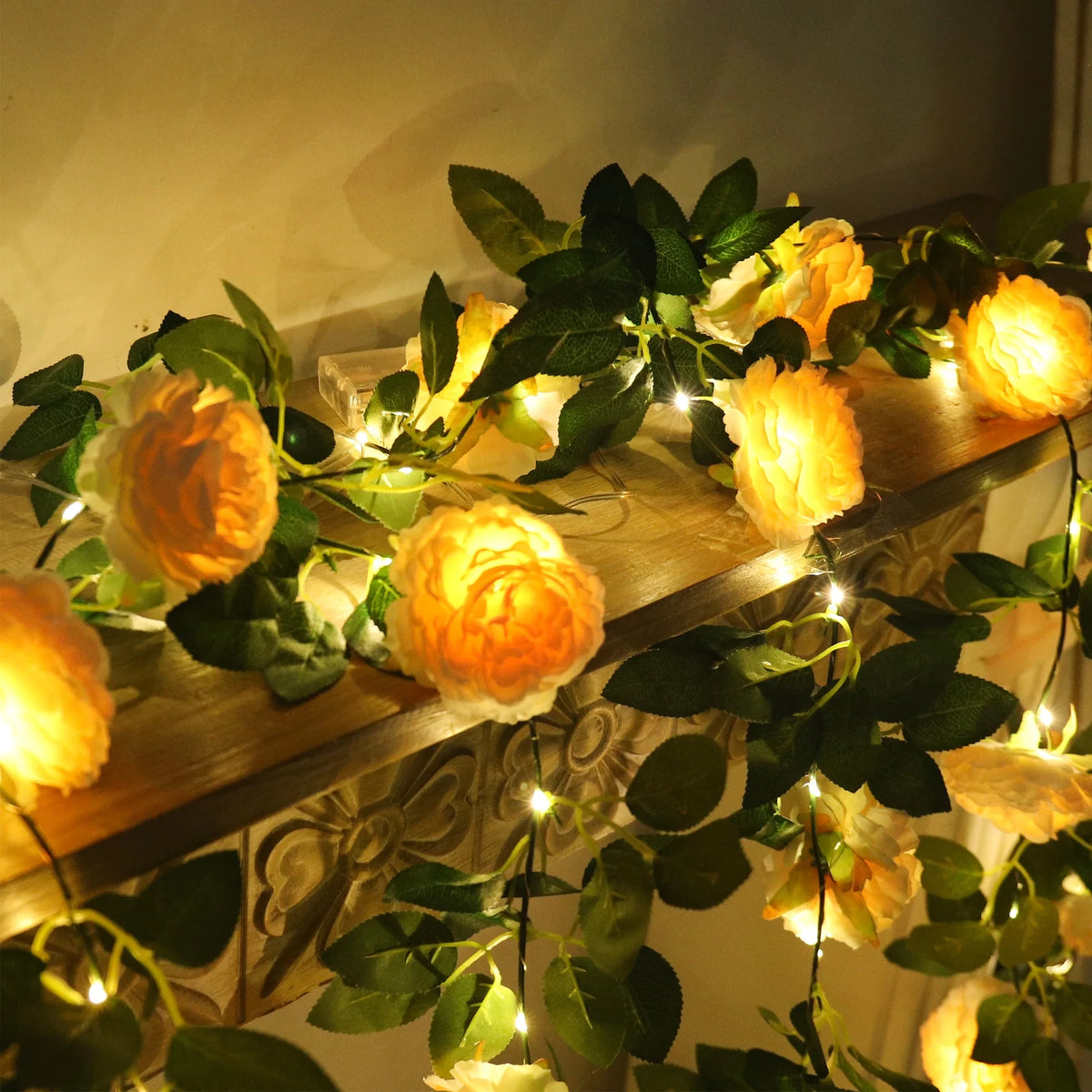 204CM Silk Peony LED Vine Garland for Wedding & Home Decor Artificial Flower Garland Babs