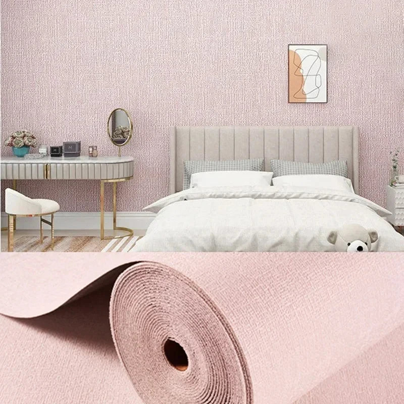 3D Self-Adhesive Wallpaper – Waterproof Wall Panel Decor Self-Adhesive Wallpaper Babs Linen LIght Pink 1000cmx50cm