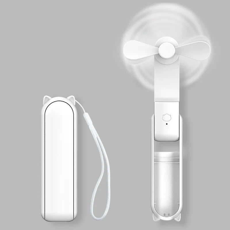 USB Rechargeable Foldable Mini Hand Fan – 3 Speed Portable Portable Hand Fan Babs WHITE