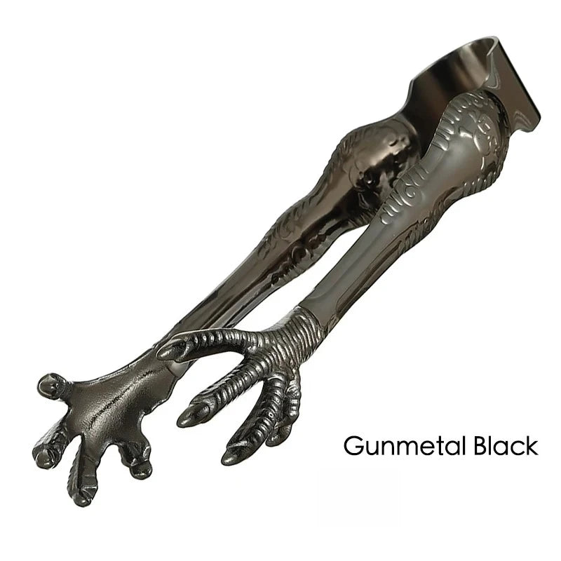 Bird Claw Ice Tongs – Stainless Steel Bar Serving Clip Bar Ice Tongs Babs Gunmetal Black