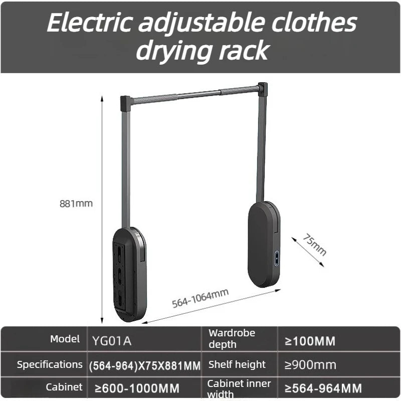 Smart Electric Lifting Clothes Rack | Aluminum Alloy 18kg Electric Clothes Rack Babs 600-1000MM