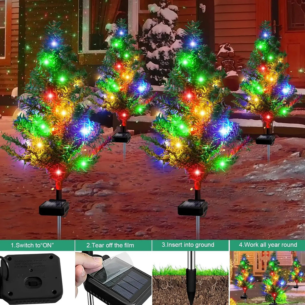 Solar Christmas Tree Stake Lights – Waterproof Outdoor Yard Decor Solar Garden Stake Light Babs