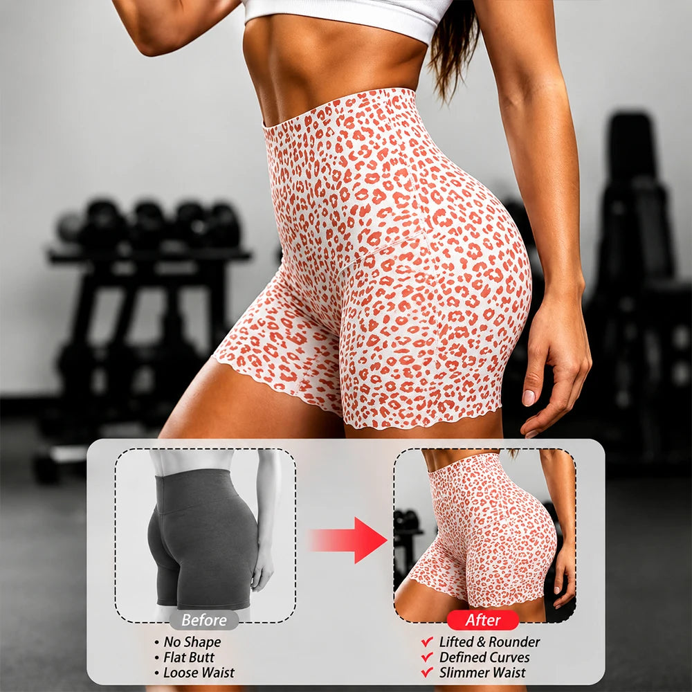 Plus Size High Waist Leopard Seamless Shaping Shorts Shapewear Shorts Babs