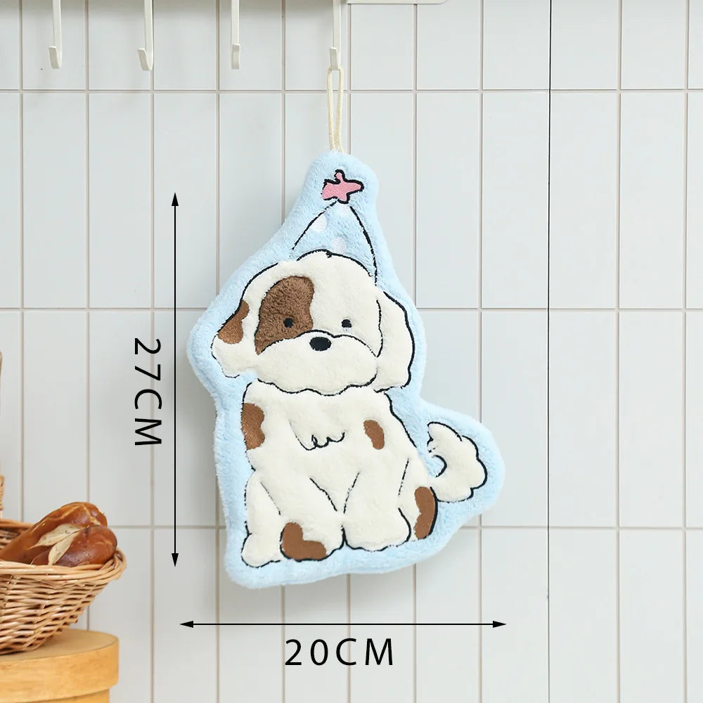 Cartoon Dog Coral Fleece Hand Towel – Soft & Absorbent Hand Towel Babs
