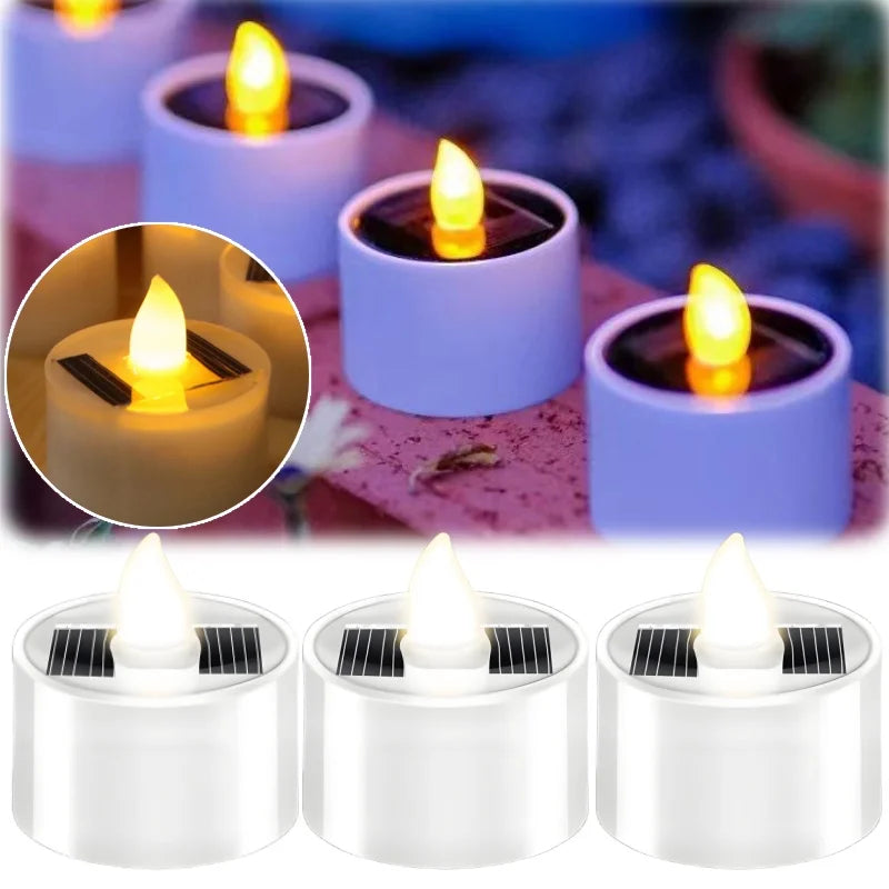 Solar Flameless Flickering Tea Lights for Outdoor & Home Decor Solar Flameless Candles Babs