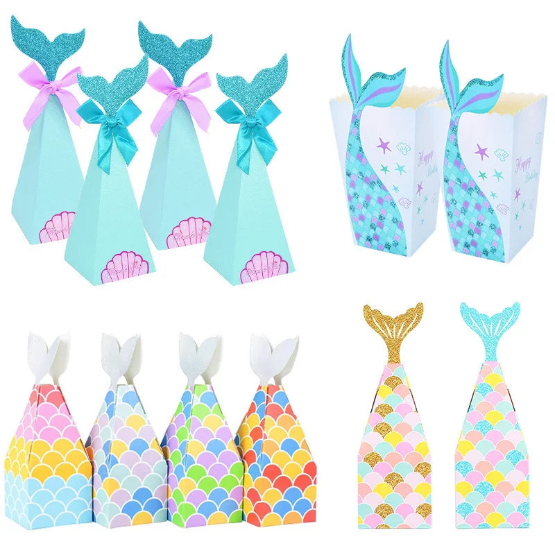 10Pcs Mermaid Tail Paper Candy Boxes – Party & Baby Shower Party Favor Boxes Babs