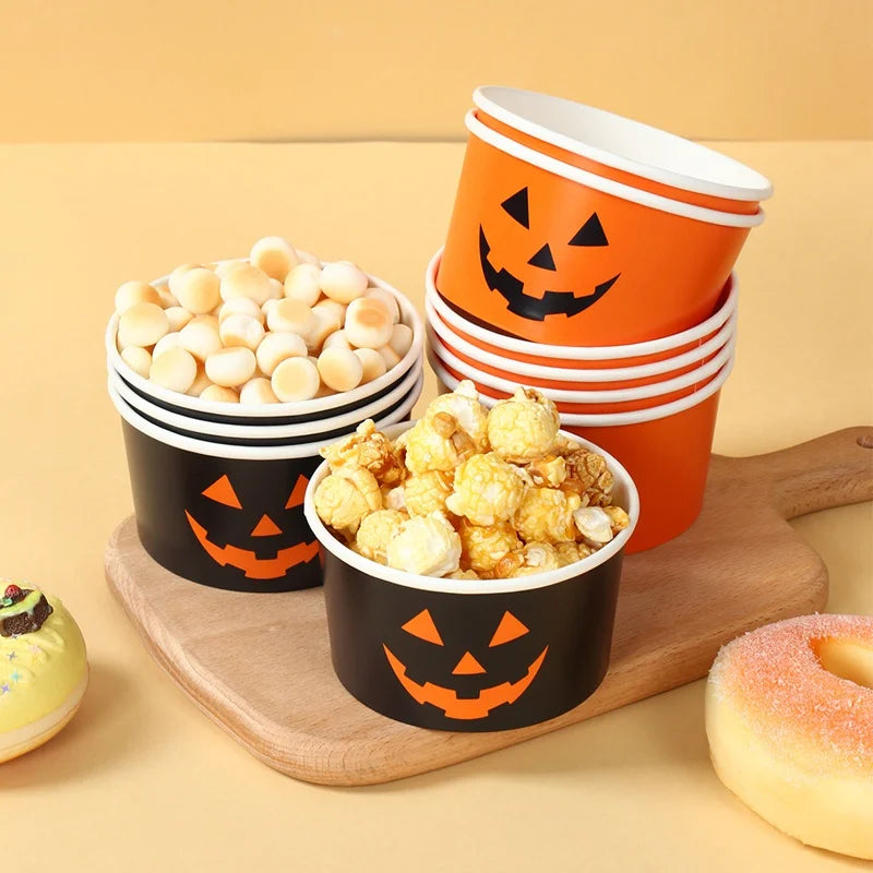 Halloween Pumpkin Jack-O-Lantern Disposable Paper Bowls 10/20/50pc Disposable Party Bowls Babs