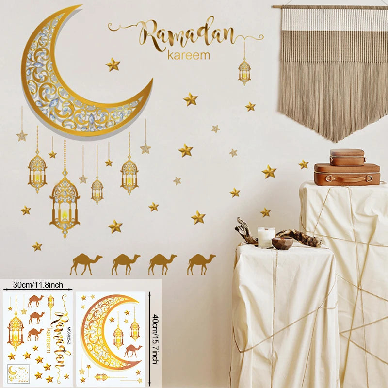 Ramadan Kareem Wall Stickers Moon Star Lantern Eid Decals Festival Wall Decal Babs C