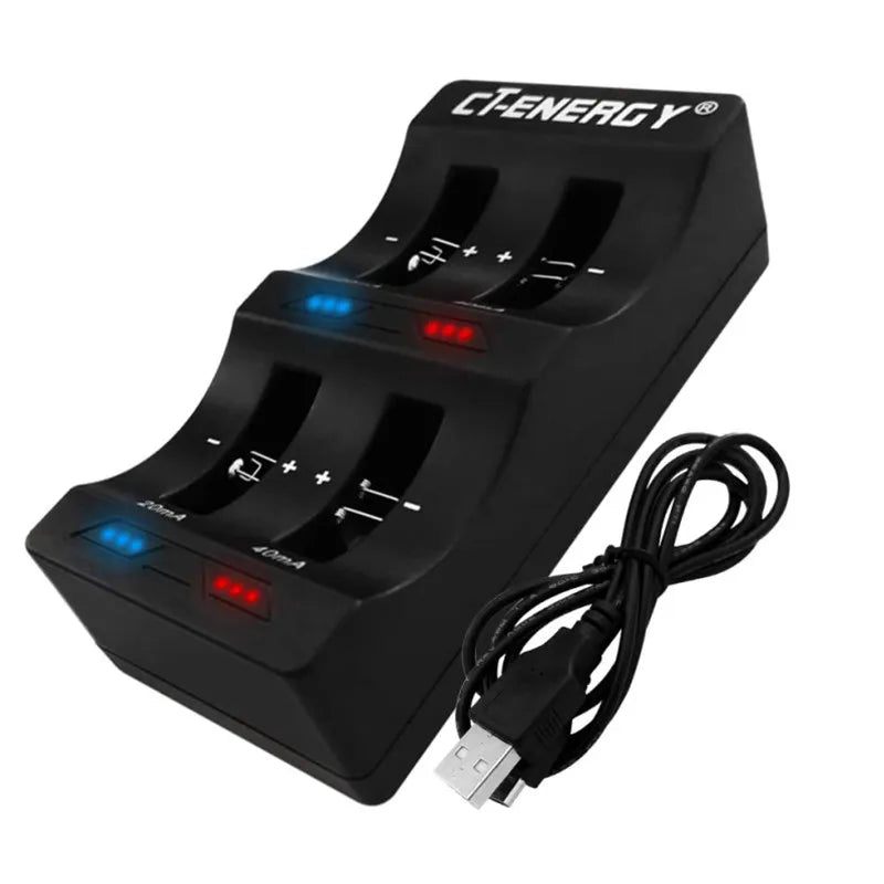4-Slot USB Button Battery Charger – LIR2032 LIR2025 LIR2016 Button Battery Charger Babs