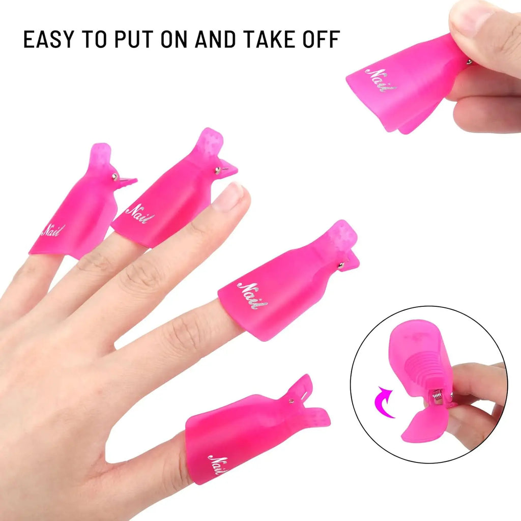 10-Pack Reusable Nail Soak-Off Removal Clips – Multi-Color Nail Removal Clips Babs