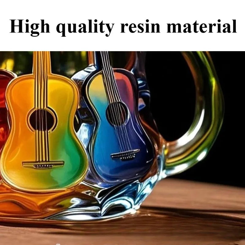 Guitar Art Beer Mug | Hand-Painted Resin Craft Gift Mug Art Beer Mug Babs