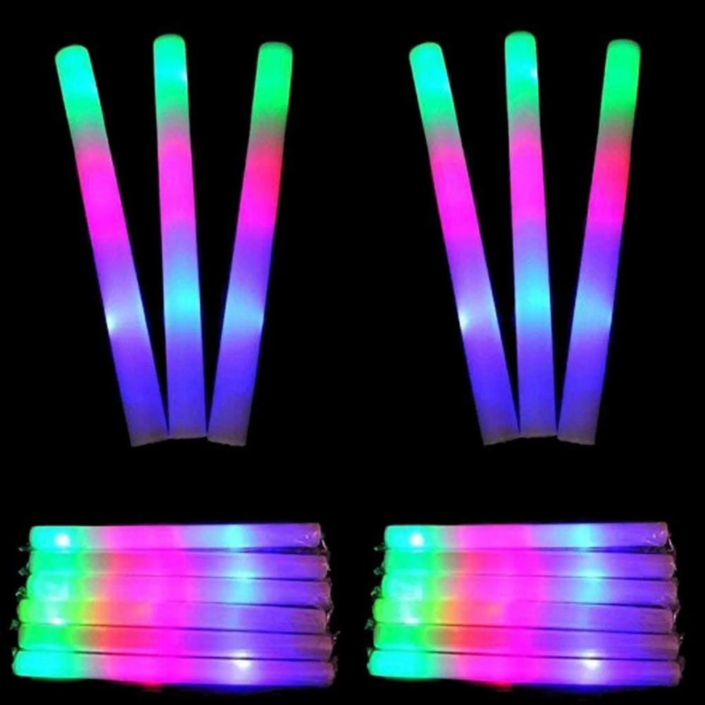 LED Foam Glow Sticks RGB Party Supplies – 10 to 60 Pcs LED Party Glow Sticks Babs 10PCS One Size