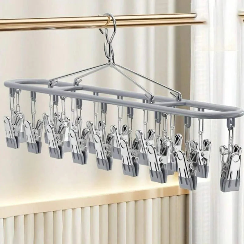 Stainless Steel Clothes Drying Rack with Windproof Hooks Laundry Drying Rack Babs Grey