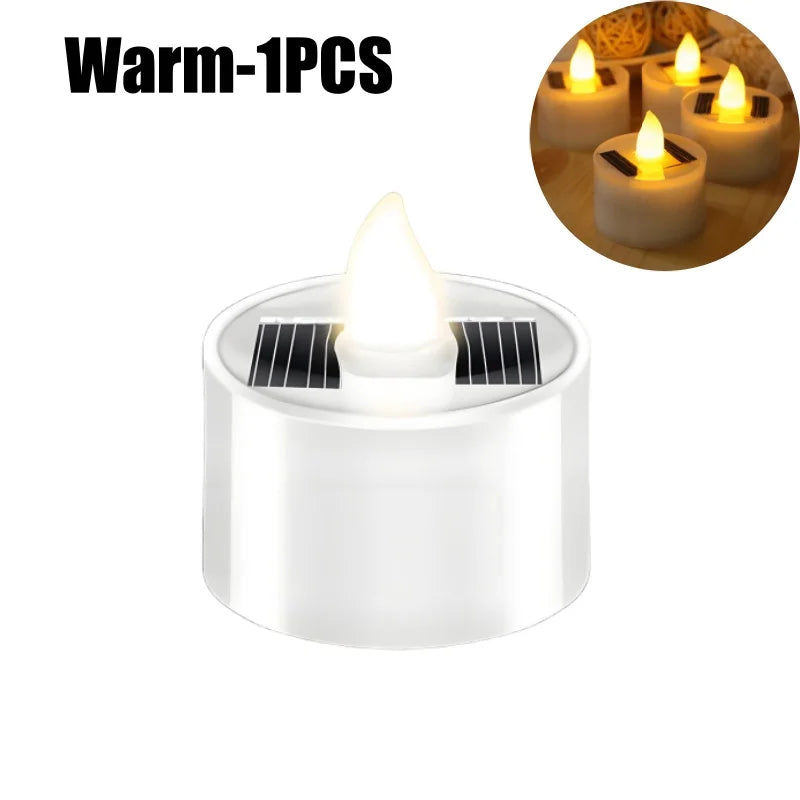Solar Flameless Flickering Tea Lights for Outdoor & Home Decor Solar Flameless Candles Babs Warm-1PCS