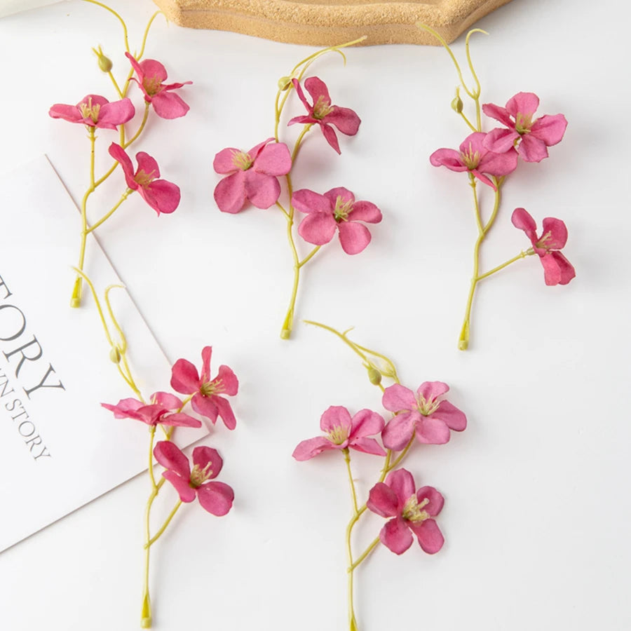 Silk Plum Blossom Artificial Flowers 40/80pcs – Wedding Decor Artificial Silk Flowers Babs Rose Red 80pcs
