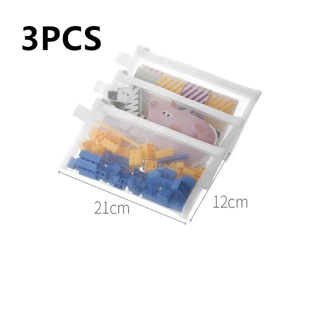 Kids Toy Storage Bags – Transparent Zipper Pouches for Blocks Toy Storage Bag Babs 3PCS 3