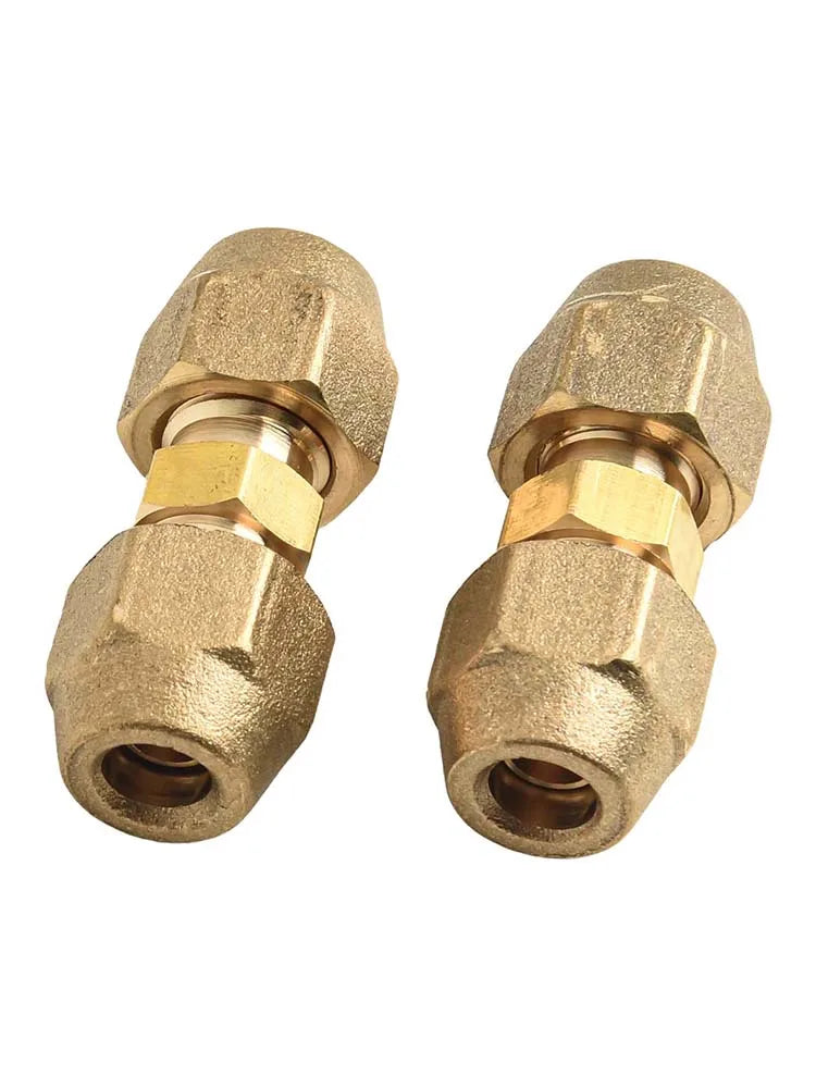 2PCS Copper Flare Double Nipple Pipe Connector 1/4"–5/8" HVAC Pipe Fitting Connector Babs