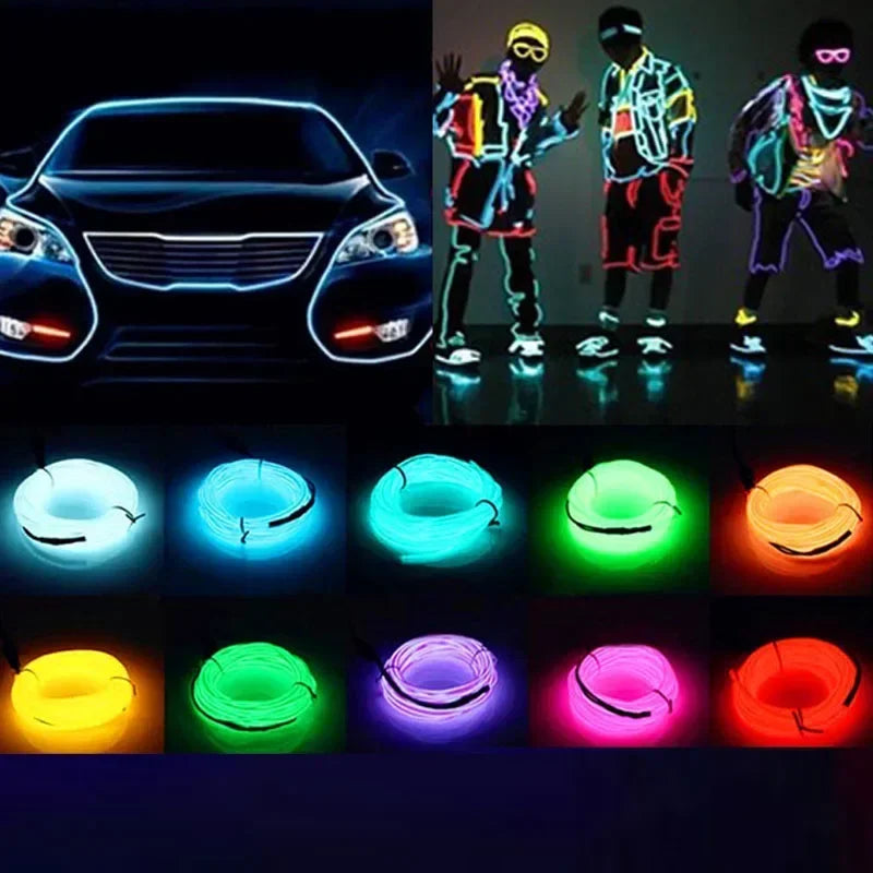 EL Wire Neon LED Glow Cable – DIY Costume, Car & Party Decor EL Wire Glow Cable Babs