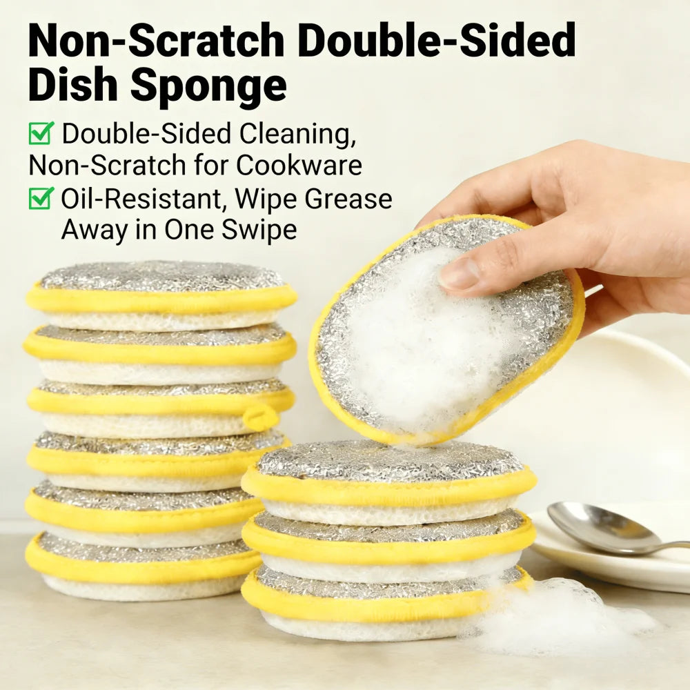 Double-Sided Non-Scratch Dish Sponge | Anti-Oil Kitchen Pad Dish Scrub Sponge Babs