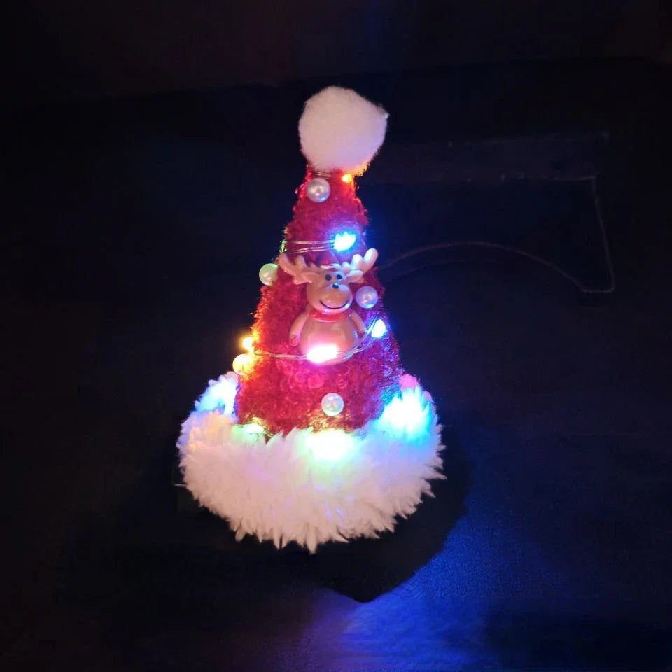 20pcs LED Glow Christmas Hair Clips Elk Antlers & Santa Hat LED Party Hair Clips Babs