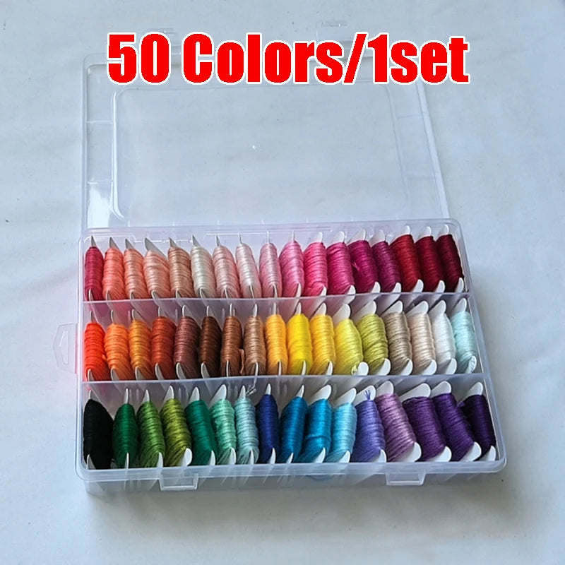 Cotton Embroidery Floss Kit 50 Colors with Storage Box Embroidery Floss Kit Babs 50 Colors