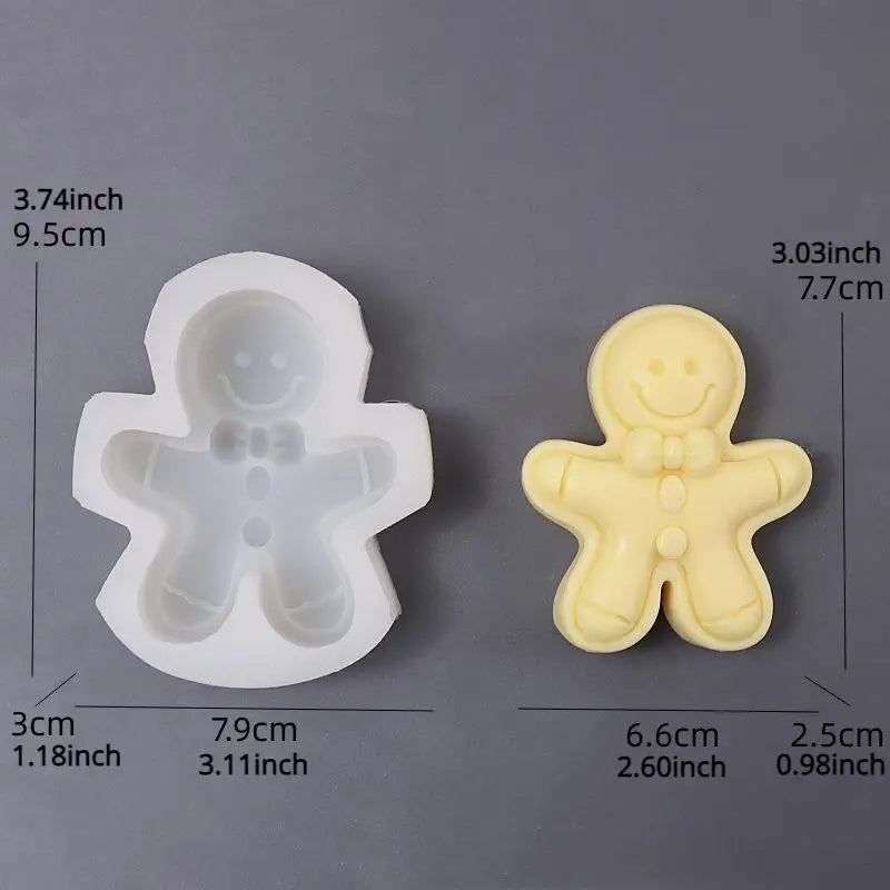 2pcs Gingerbread Man Silicone Mold | Christmas Candle Making Candle Making Mold Babs