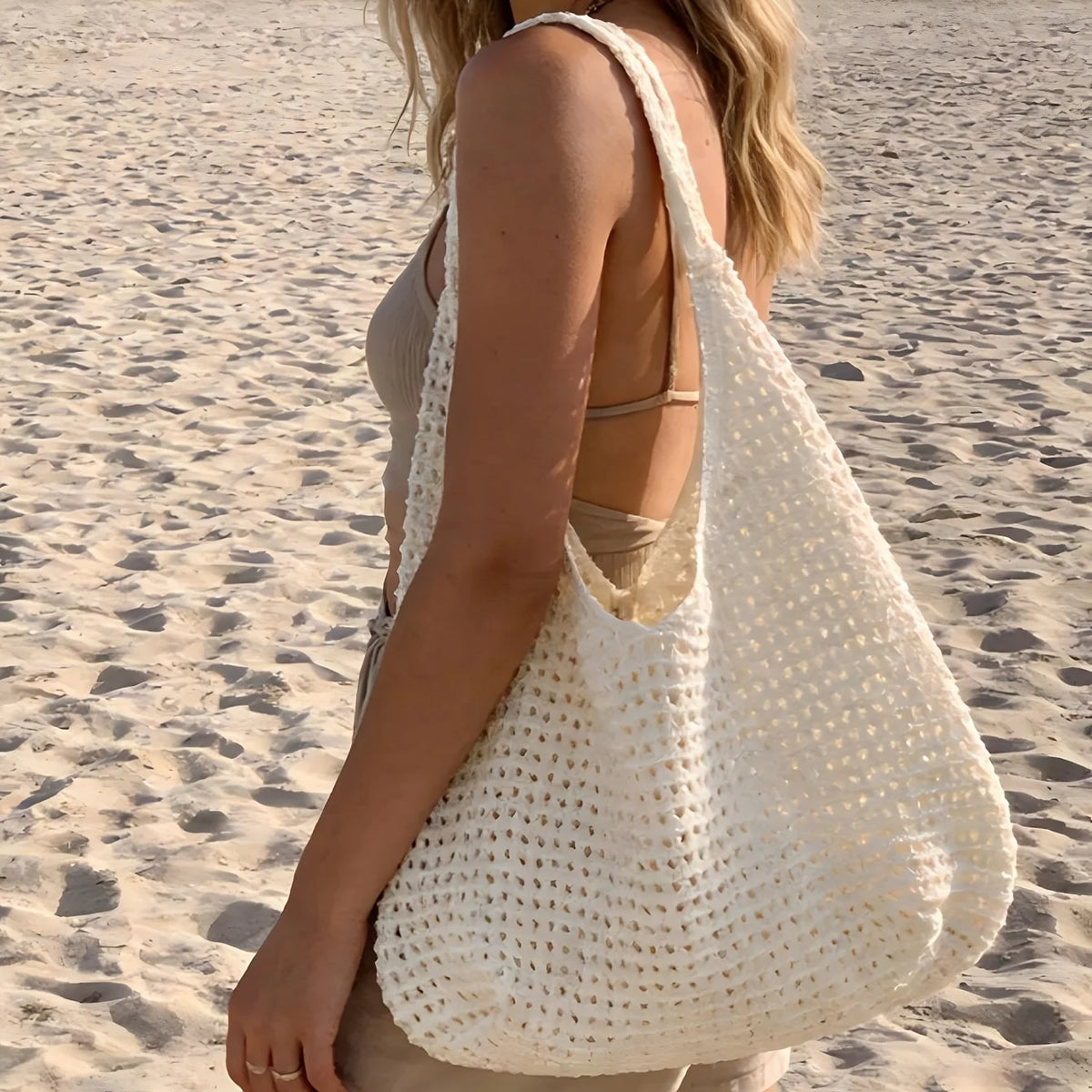 Bohemian Crochet Shoulder Bag – Large Woven Tote for Women Crochet Shoulder Bag Babs