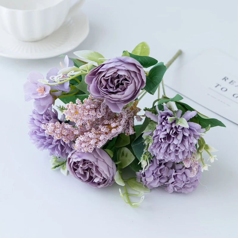 Artificial Silk Peony Bouquet for Wedding, Home & Garden Decor Artificial Flower Bouquet Babs PURPLE 2 pcs