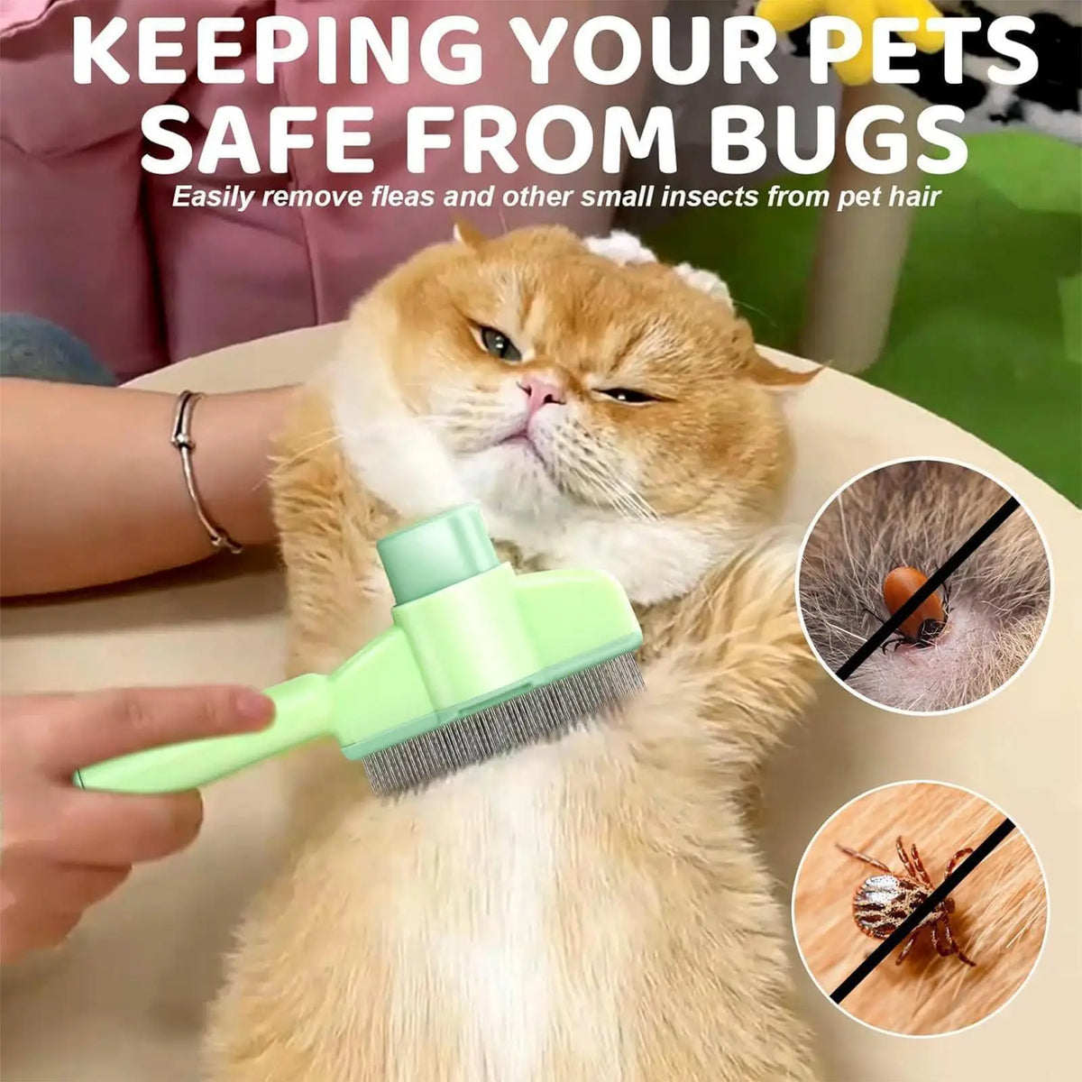 Self-Cleaning Dog & Cat Grooming Comb | One-Button Hair Remover Pet Grooming Comb Babs