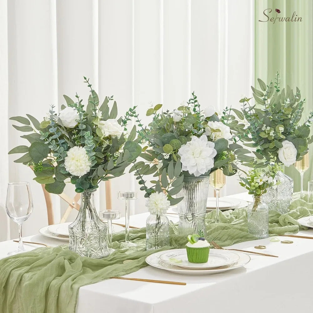 Artificial Eucalyptus Leaf Stems | Silver Dollar Picks 5/10/20pc Artificial Leaf Picks Babs